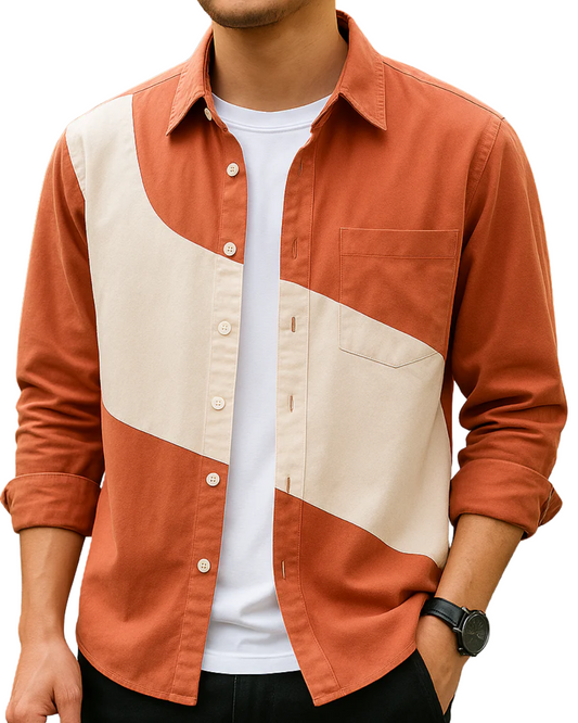 Camicia in cotone bicolore