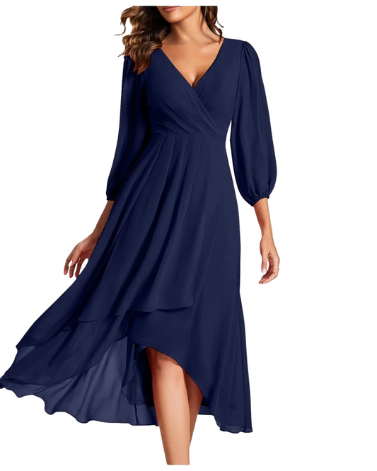 Abito lungo chic con scollo a V