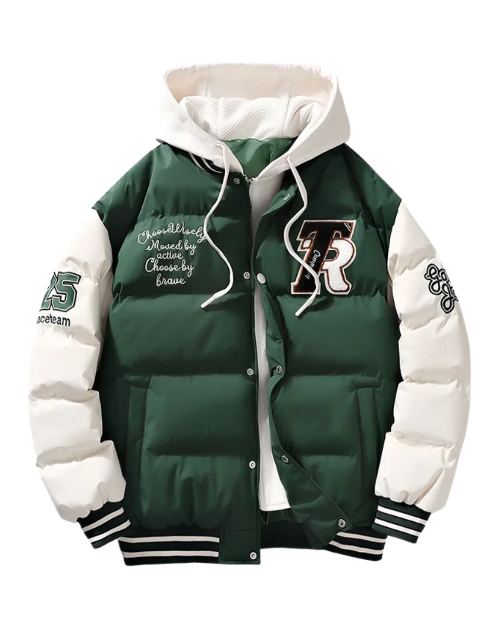 Elegante piumino con cappuccio