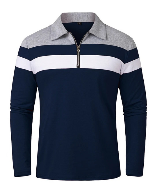Maglione elegante con zip a righe