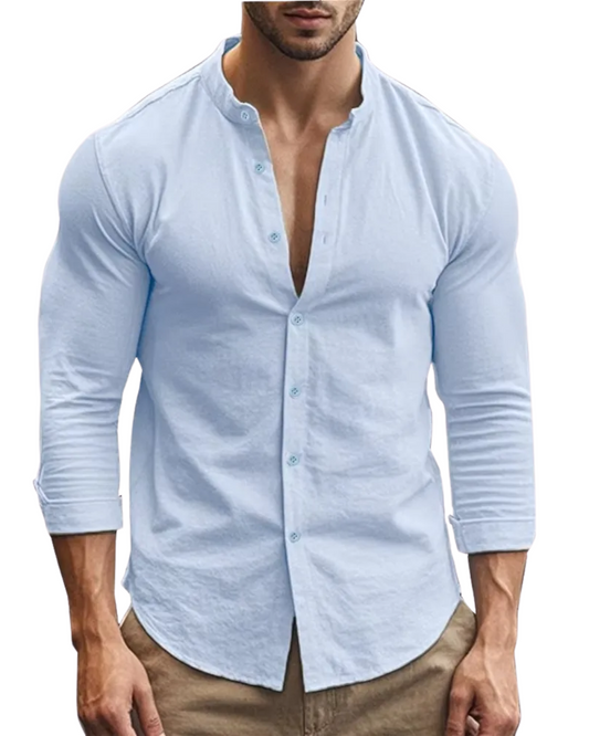 Camicia estiva casual in cotone e lino