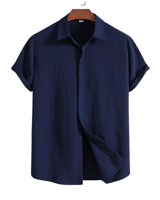 Camicia a maniche corte in cotone e lino
