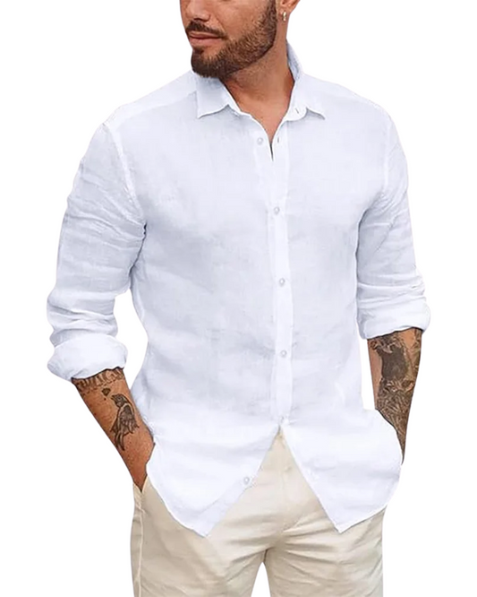 Camicia hawaiana in cotone e lino