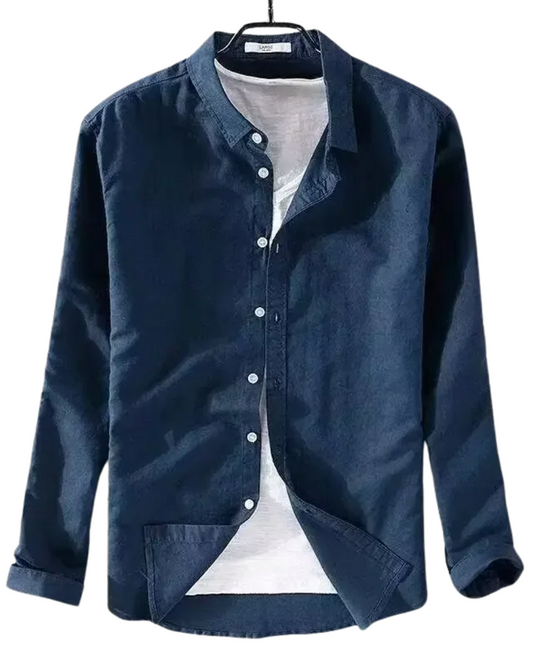 Camicia casual in cotone e lino
