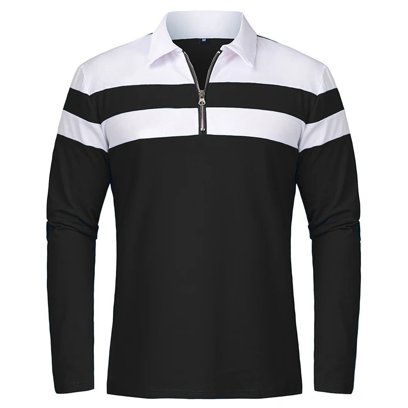 Maglione elegante con zip a righe