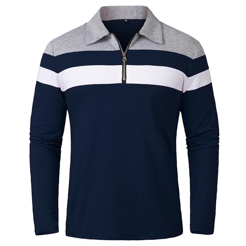 Maglione elegante con zip a righe