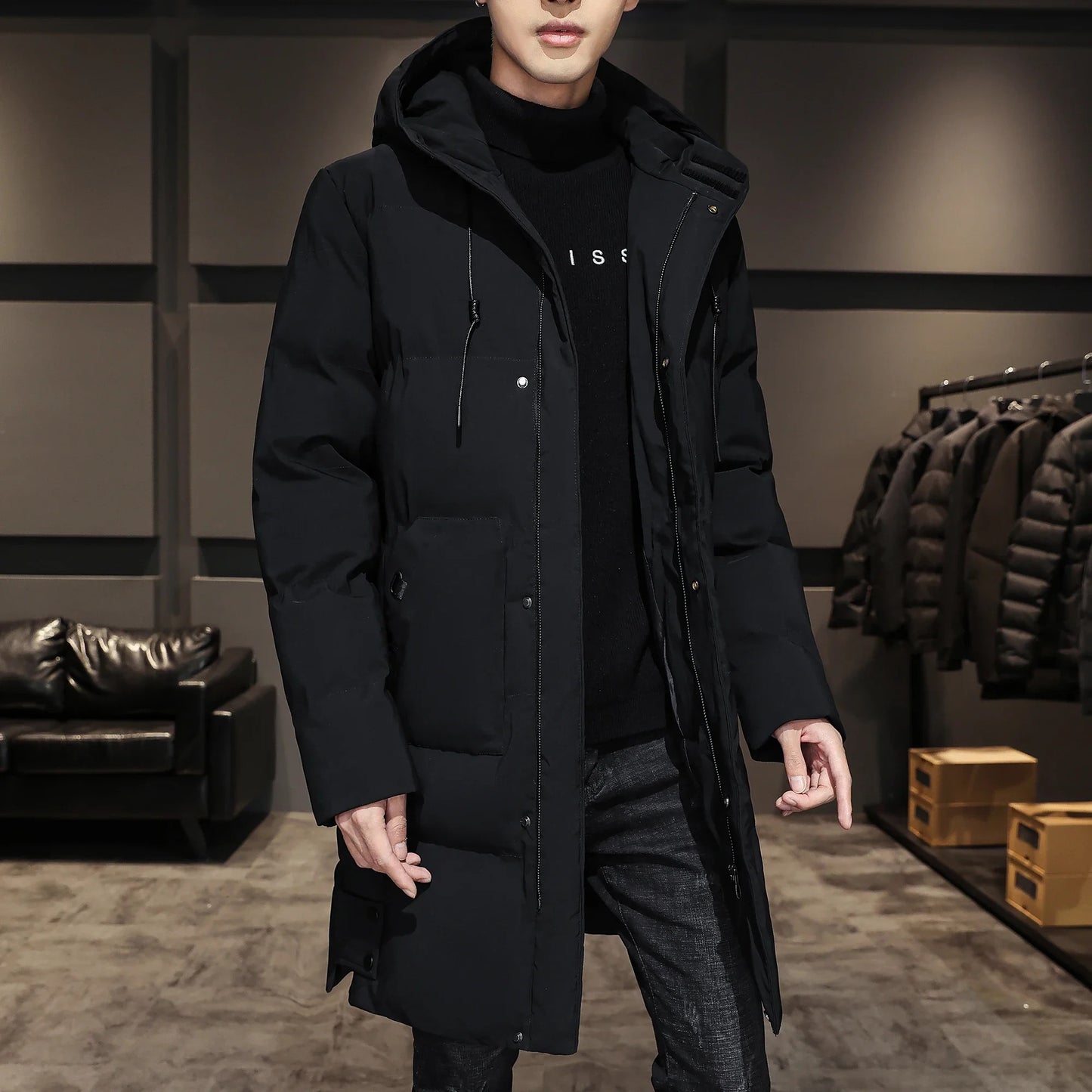 Elegante giacca lunga invernale