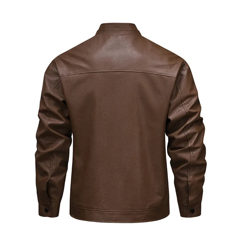 Giacca di pelle vintage foderata in pile