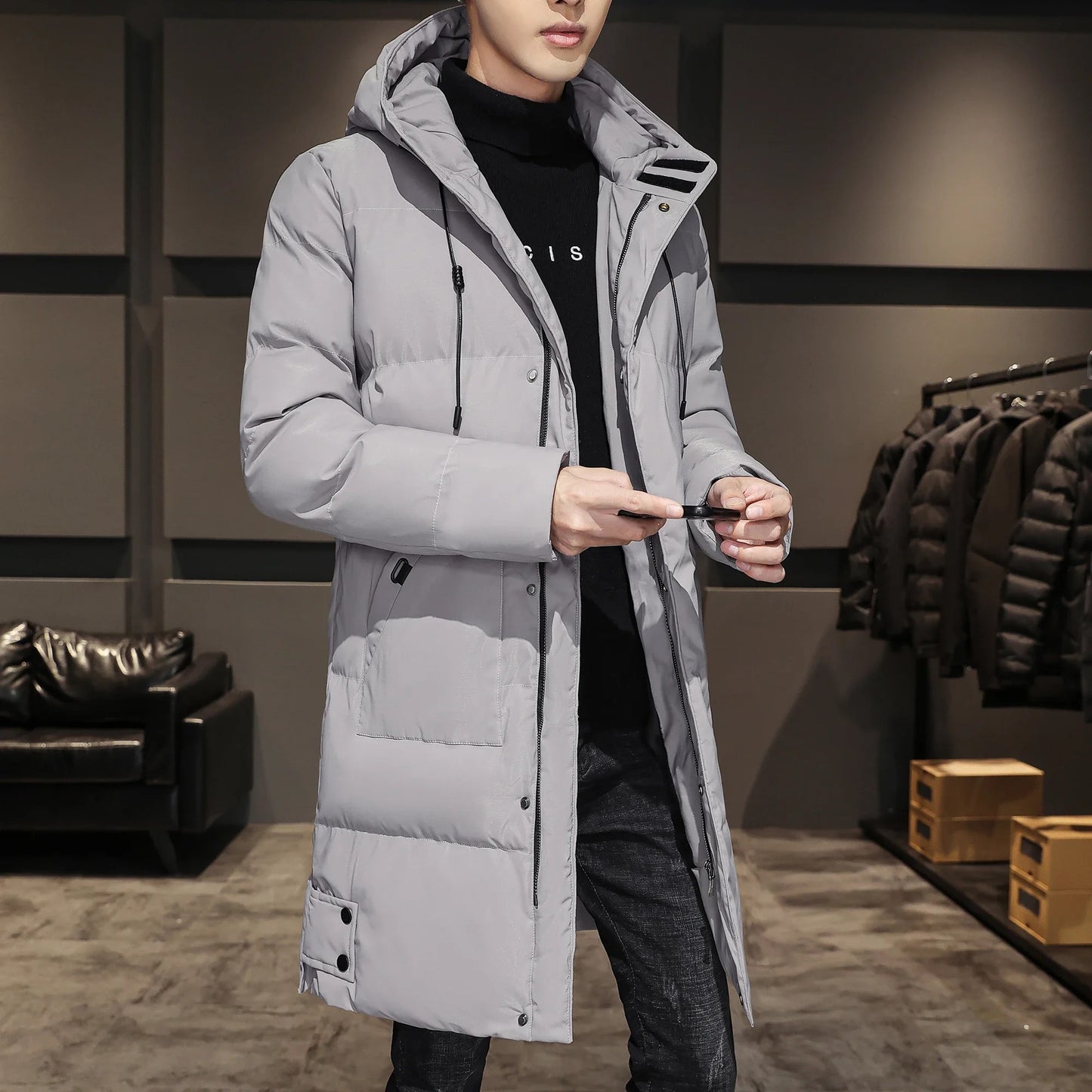 Elegante giacca lunga invernale