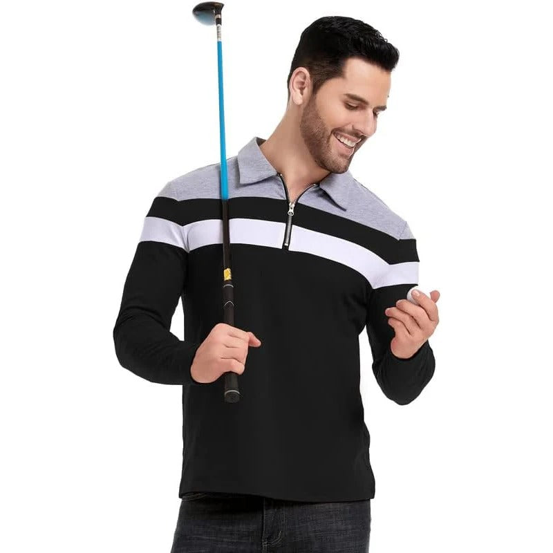 Maglione elegante con zip a righe
