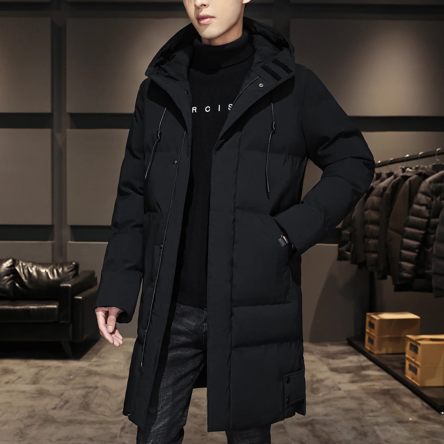 Elegante giacca lunga invernale