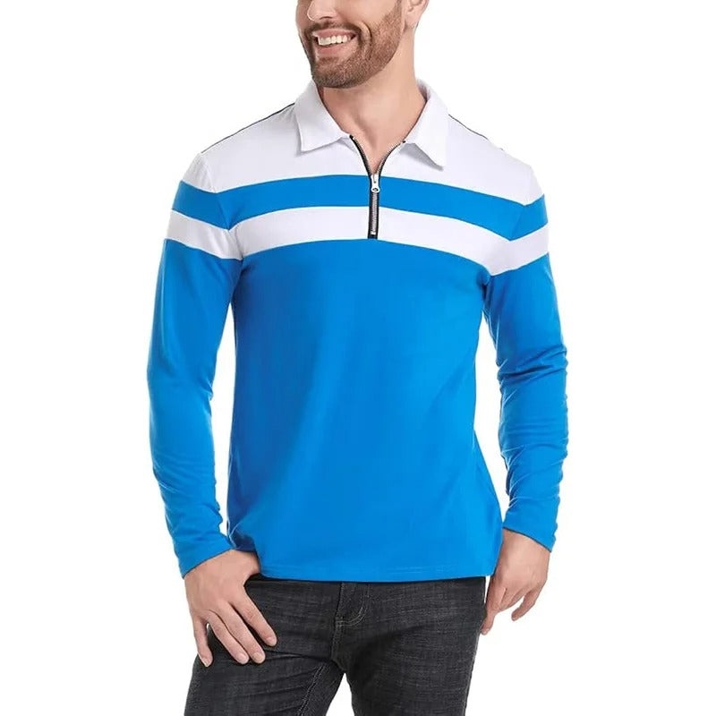 Maglione elegante con zip a righe