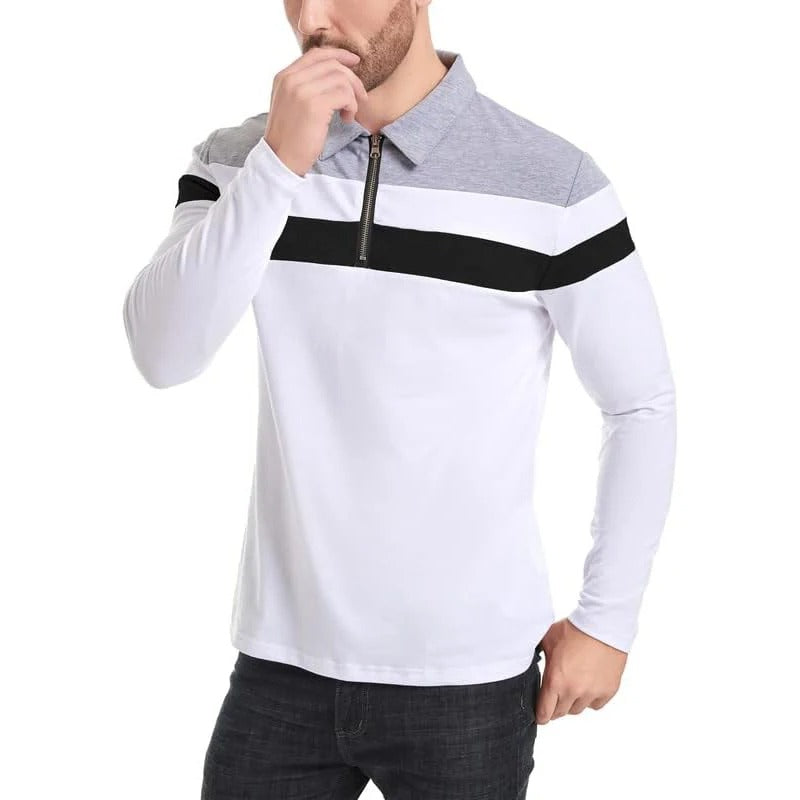 Maglione elegante con zip a righe