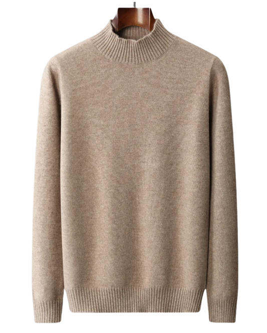 Elegante maglione a collo alto in lana merino