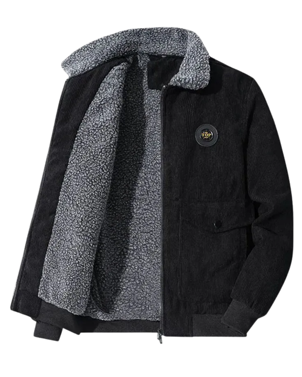 Elegante giacca in velluto a coste foderata in pile