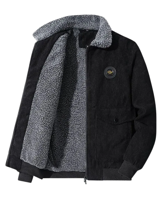 Elegante giacca in velluto a coste foderata in pile