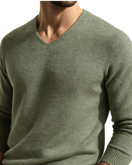 Maglione elegante in cashmere con scollo a V