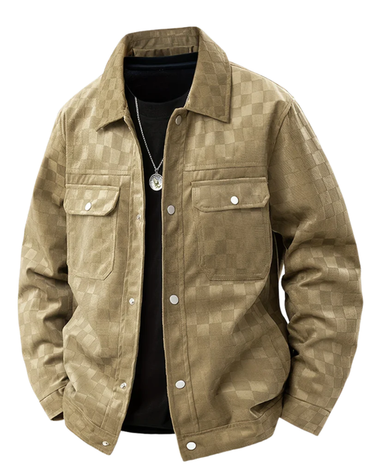 Giacca in pelle scamosciata a scacchi