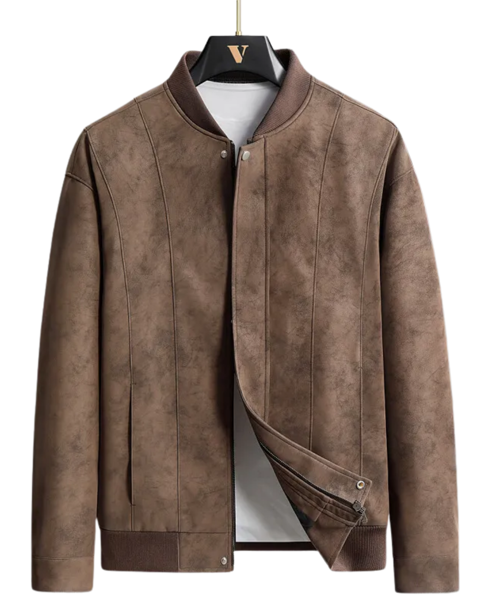 Giacca da baseball in pelle scamosciata