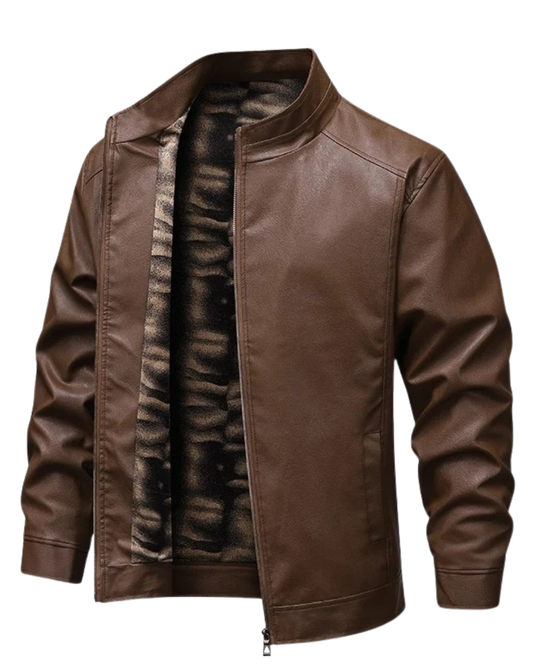 Giacca di pelle vintage foderata in pile